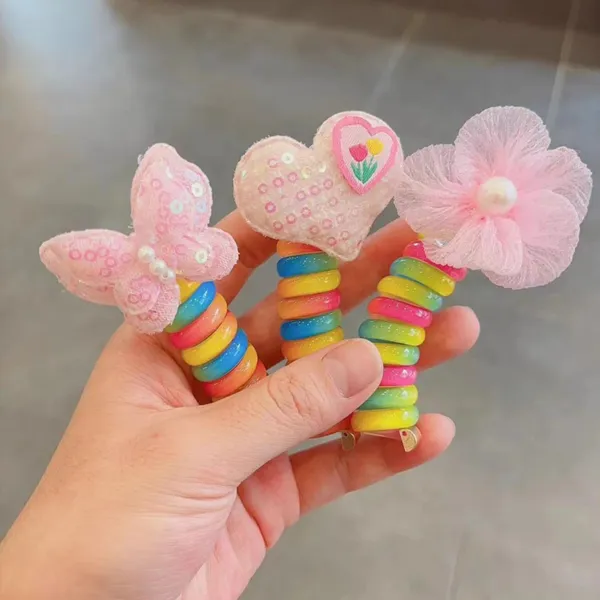 Telephone Ring Hair Rope Butterfly Hair Band (2 pc)